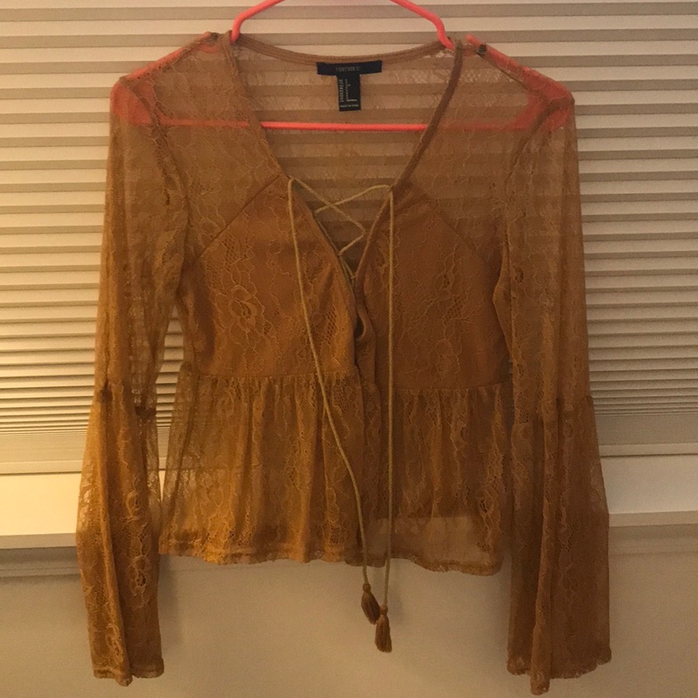Mustard Orange Long Sleeve Going Out Shirt